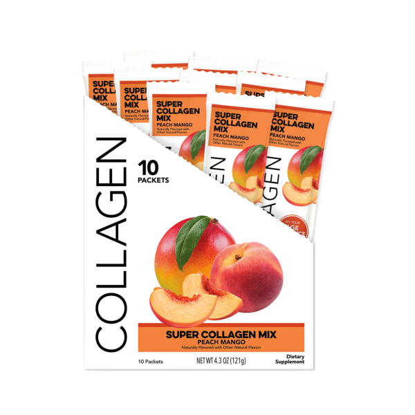 Clean Simple Eats Collagen: Peach Mango Super Collagen Mix (10 Single Serving Stick Packs)