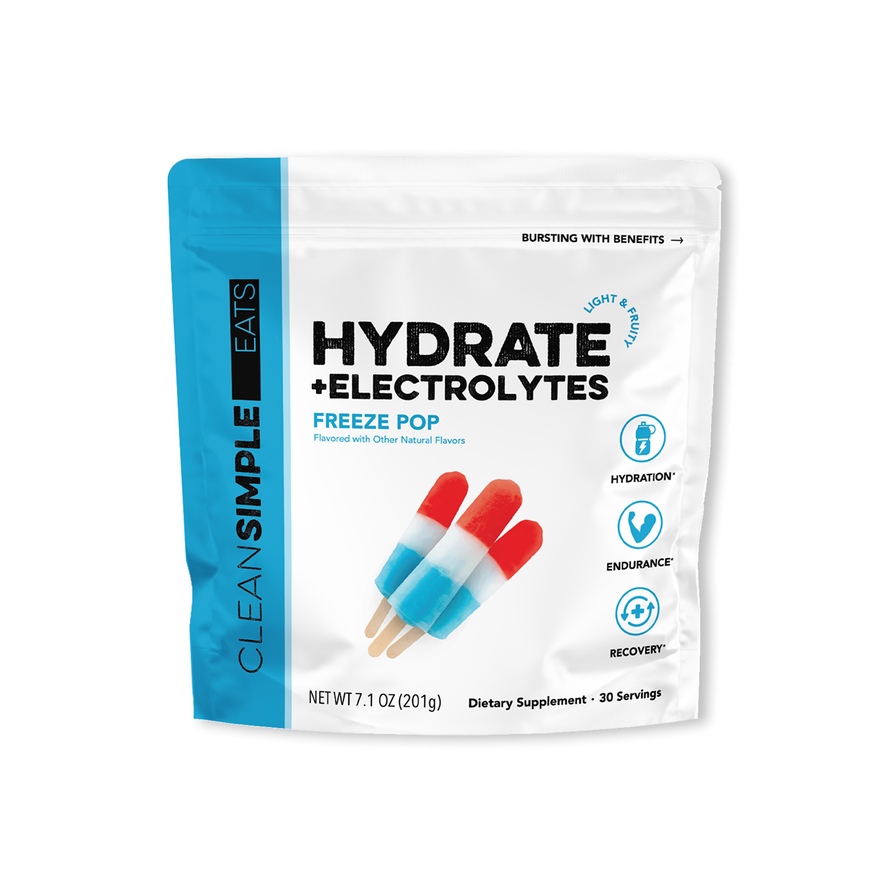 Clean Simple Eats Hydrate + Electrolytes: Freeze Pop (30 Serving Bag)