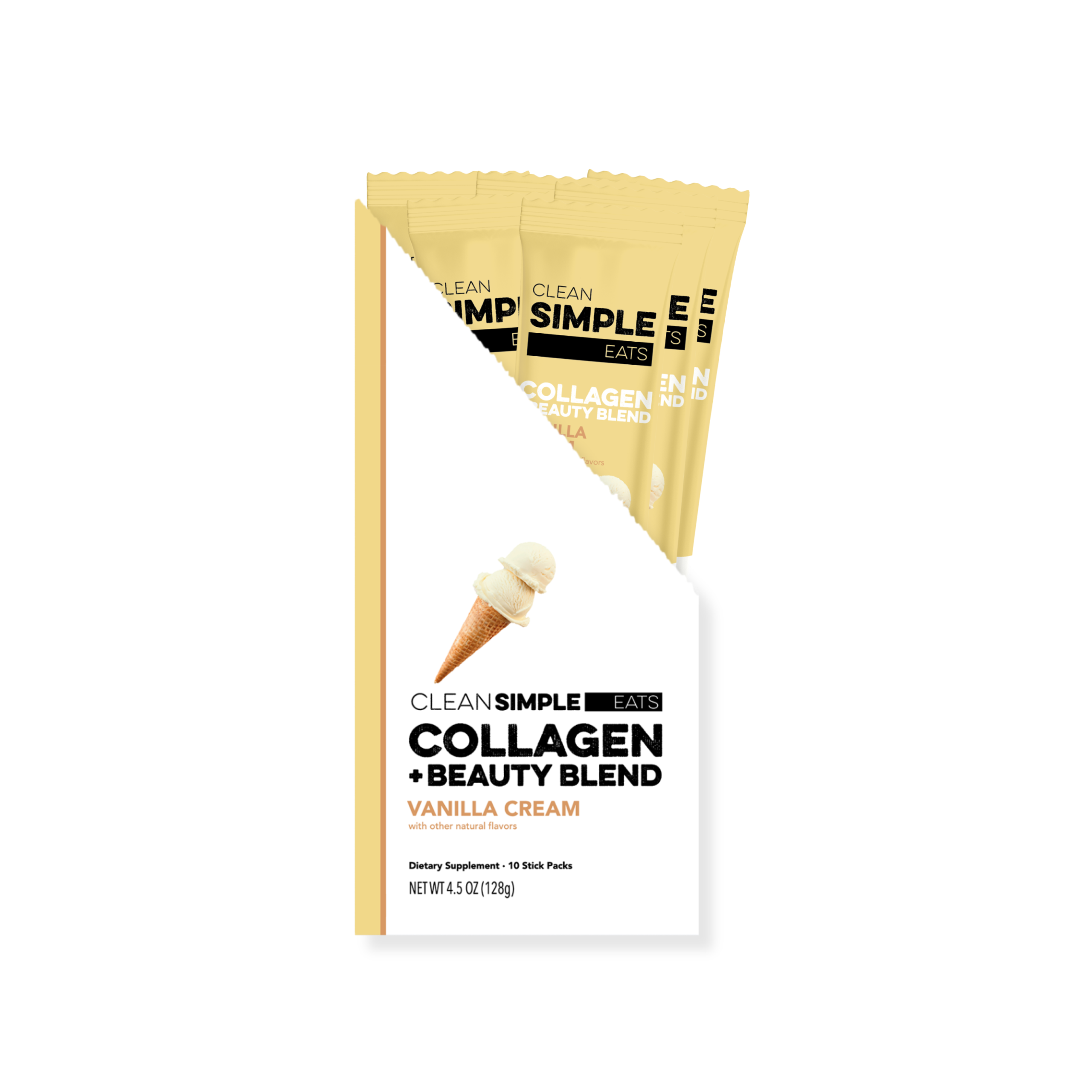 Clean Simple Eats Collagen + Beauty Blend: Vanilla Cream (10 Single Serving Stick Pack)
