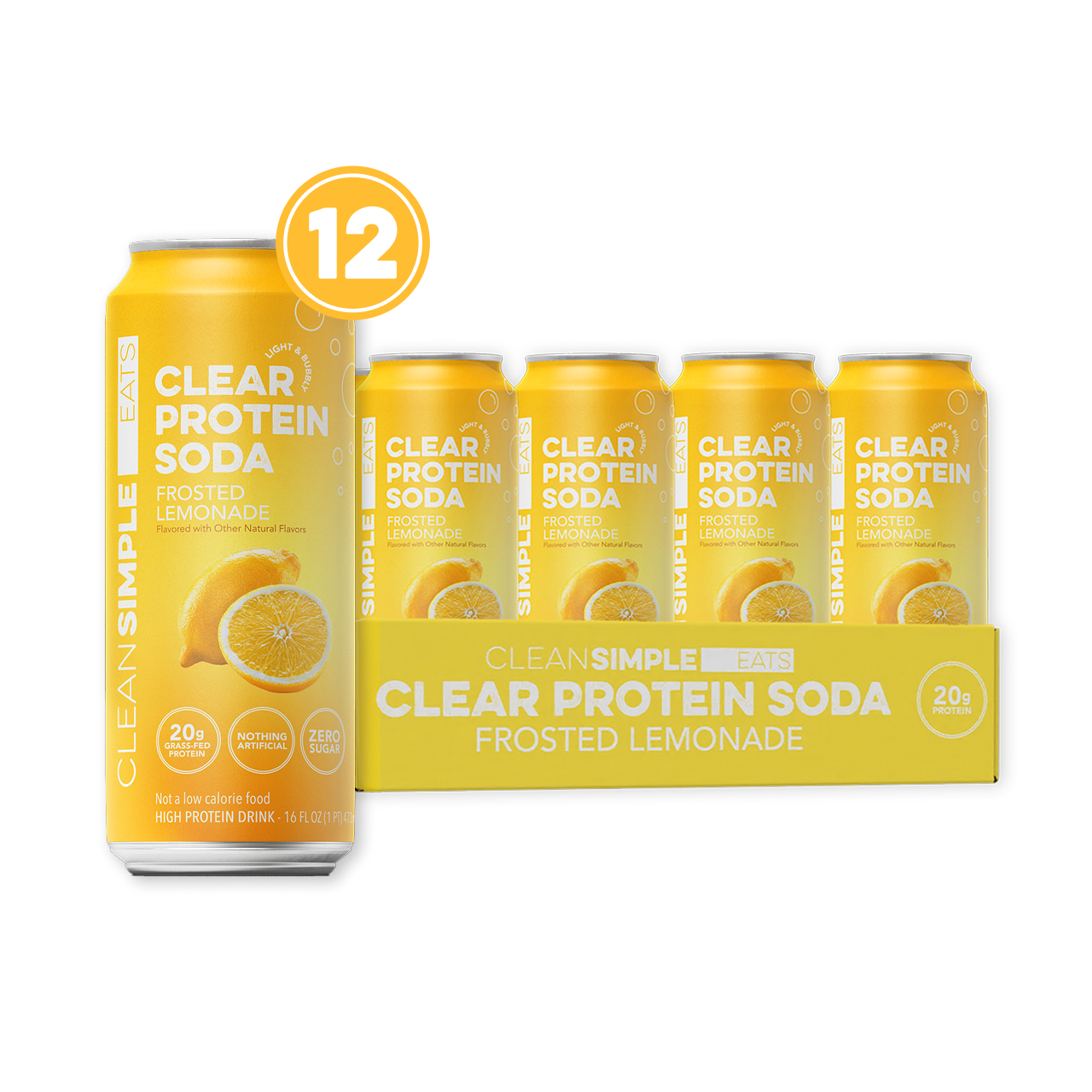 Clean Simple Eats Clear Protein Soda: Frosted Lemonade (12 Pack)