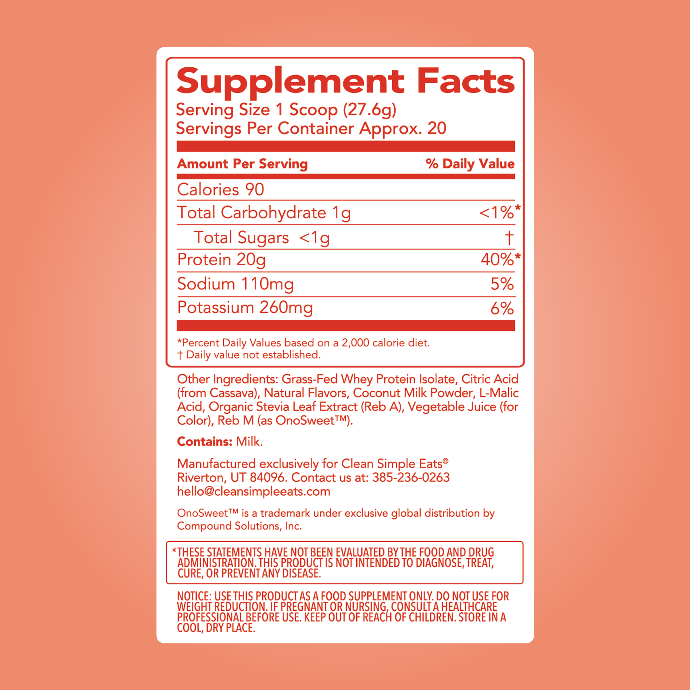 Clean Simple Eats Clear Protein Powder: Pineapple Passion (20 Serving) - Image 6