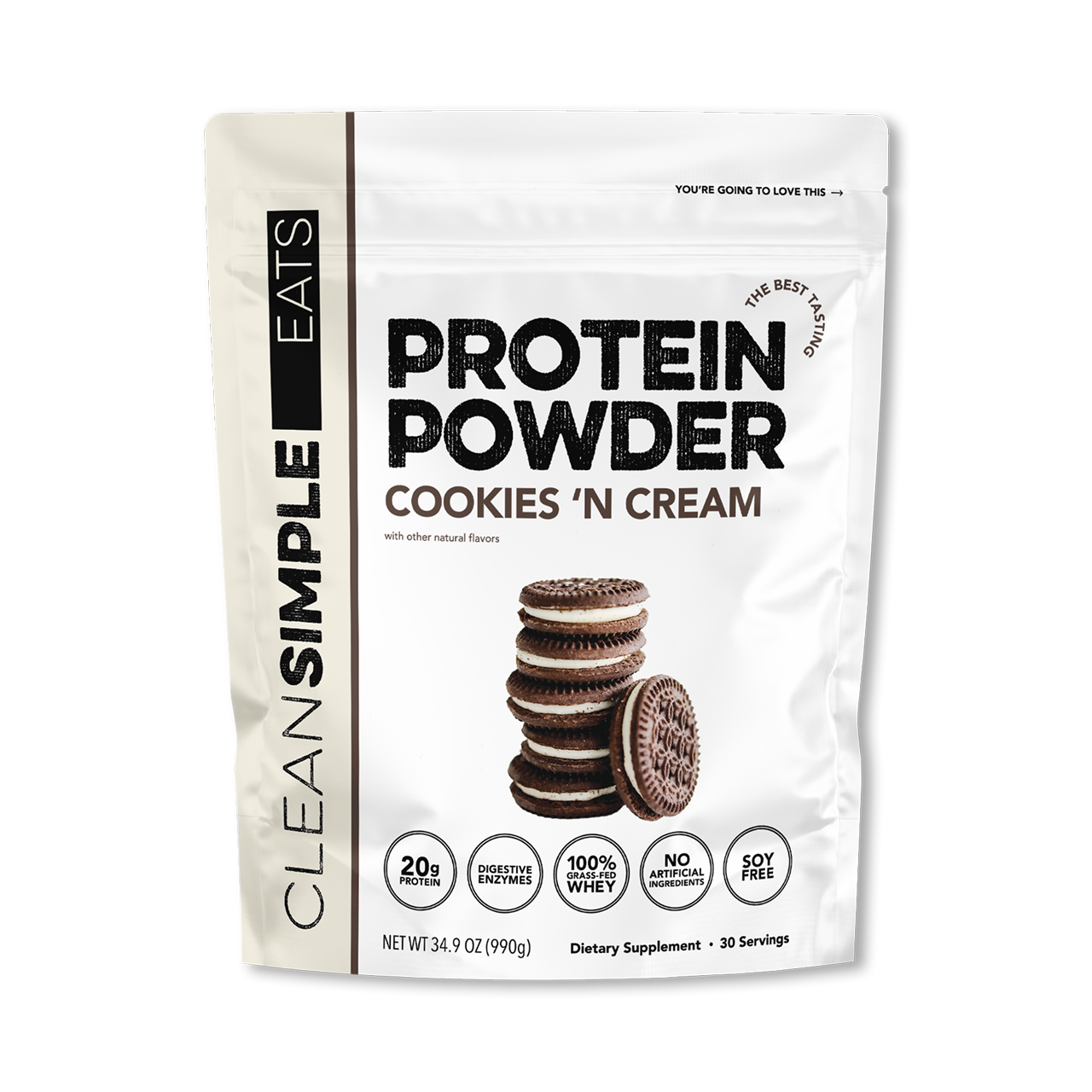 Clean Simple Eats Protein Powder: Cookies 'N Cream (30 Serving Bag)