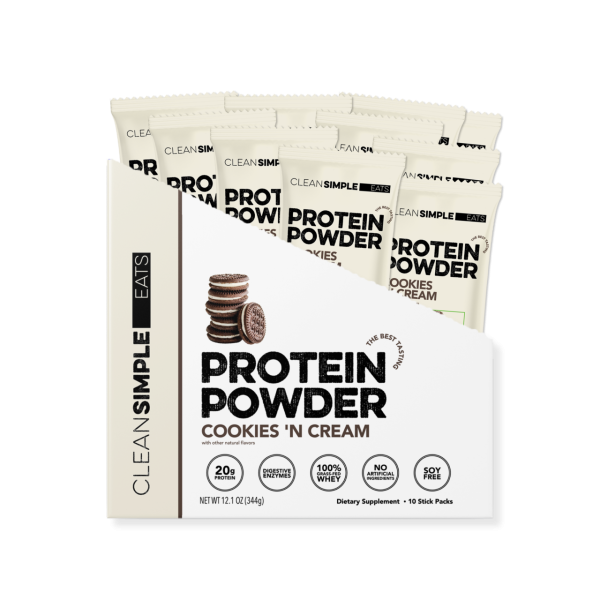 Clean Simple Eats Protein Powder: Cookies 'N Cream (10 Single Serving Stick Packs)
