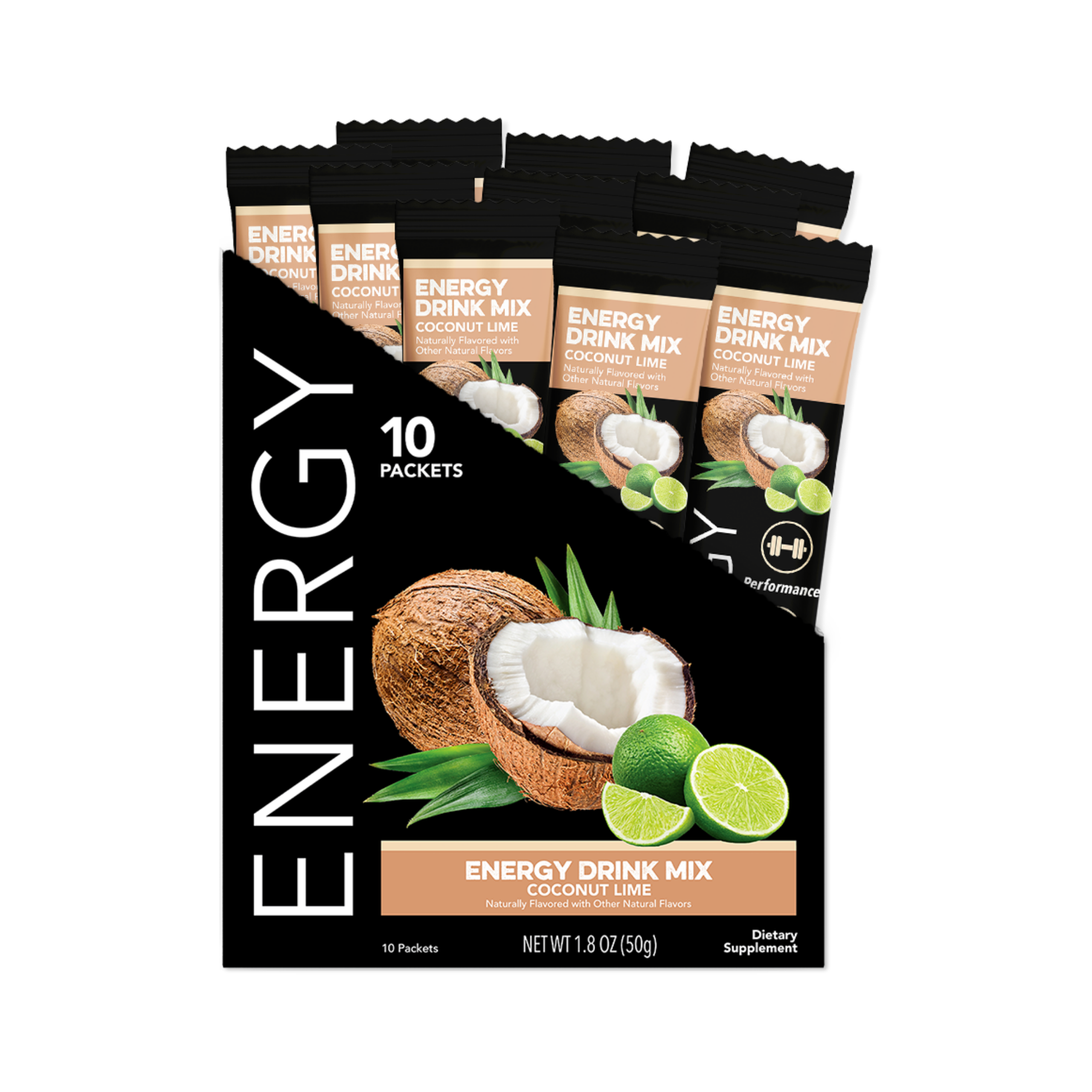 Clean Simple Eats Energy: Coconut Lime Energy Drink Mix (10 Single Serving Stick Packs)